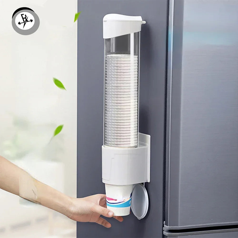 Disposable Paper Cup Dispenser Wall-mounted Plastic Water Dispenser Cup Holder Cup Container Paper Frame Home Organizer