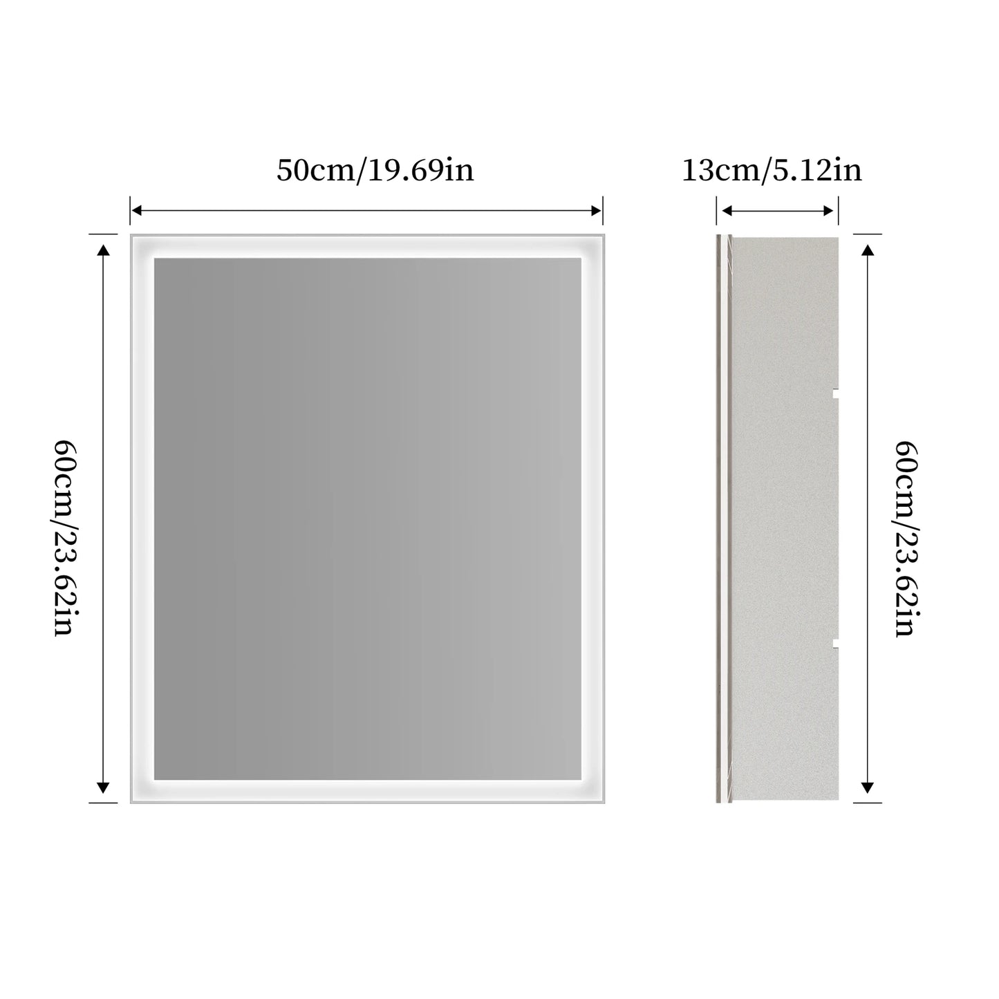60/70CM Illuminated LED Wall Mirrored Bathroom Storage Medicine Cabinet with Shaver Socket, Bluetooth Speaker Anti-Fog