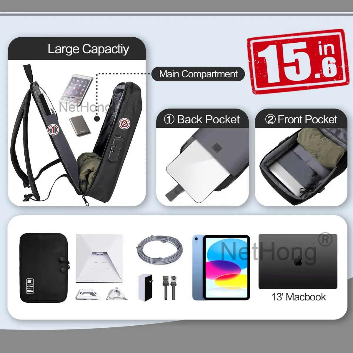 Saison-Highlight: Modischer Rucksack mit hohem Fassungsvermögen für Schüler, Studenten und Pendler im britischen Business-Stil.