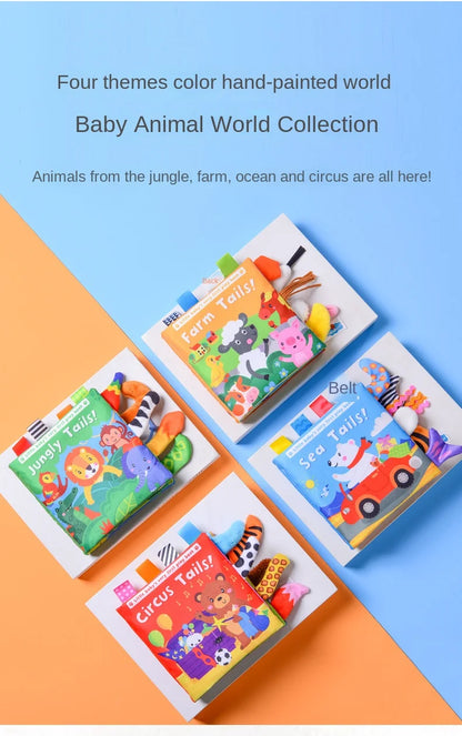 Animal Tail Cloth Book Tear Can Bite Pop-up Book Educational Enlightenment Early Education Infant Cognitive Toys 0-3 Years Old
