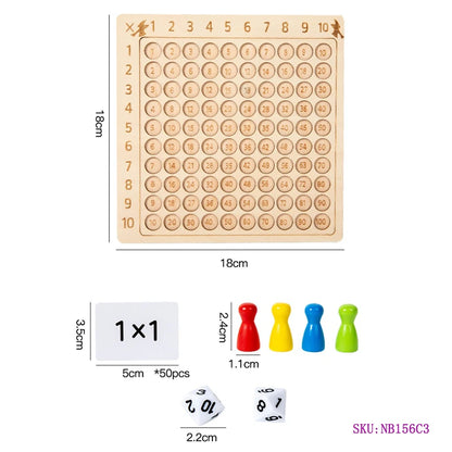 99 Multiplication Board Game Wooden Montessori  Kids Learning Educational Toys Math Counting Hundred Board Interactive Thinking