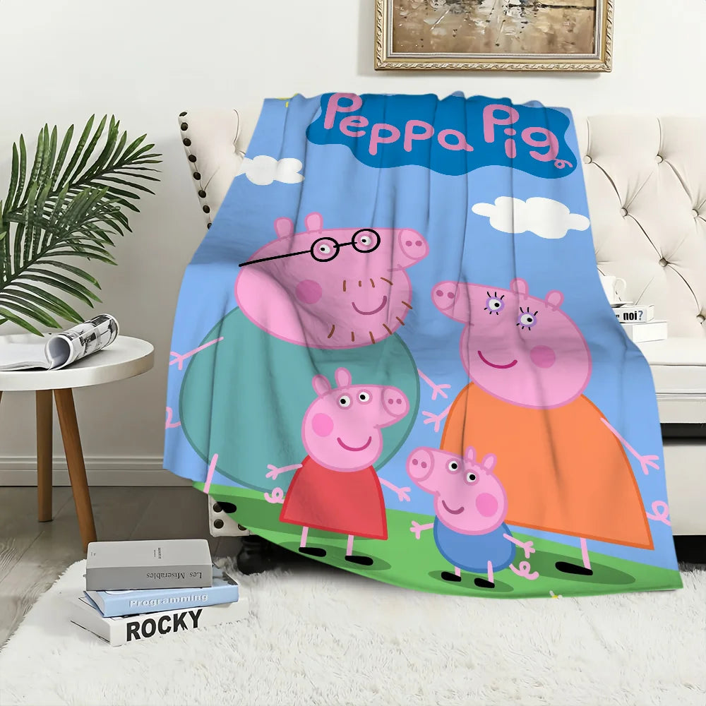 Cartoon Cute P-Pep-pa P-Pig Blanket Blanket for Couch Sofa Travel Home Hiking Picni Bed Beding Flannel Blanket birthday gift