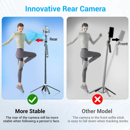 1.8m Extendable Auto Face Tracking Selfie Stick Tripod 360° Rotation Phone Stand with Wireless Remote for Tiktok YouTube Vlog