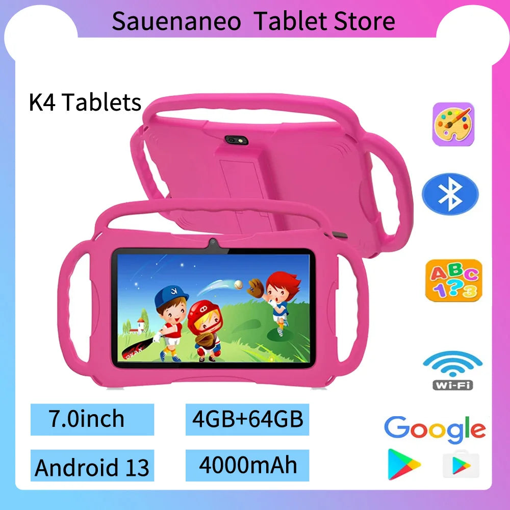2024 New 5G WIFI Children's Tablet 4GB RAM 64GB ROM Portable Mini Tablet Quad Core Dual Camera 4000mAh Android 13