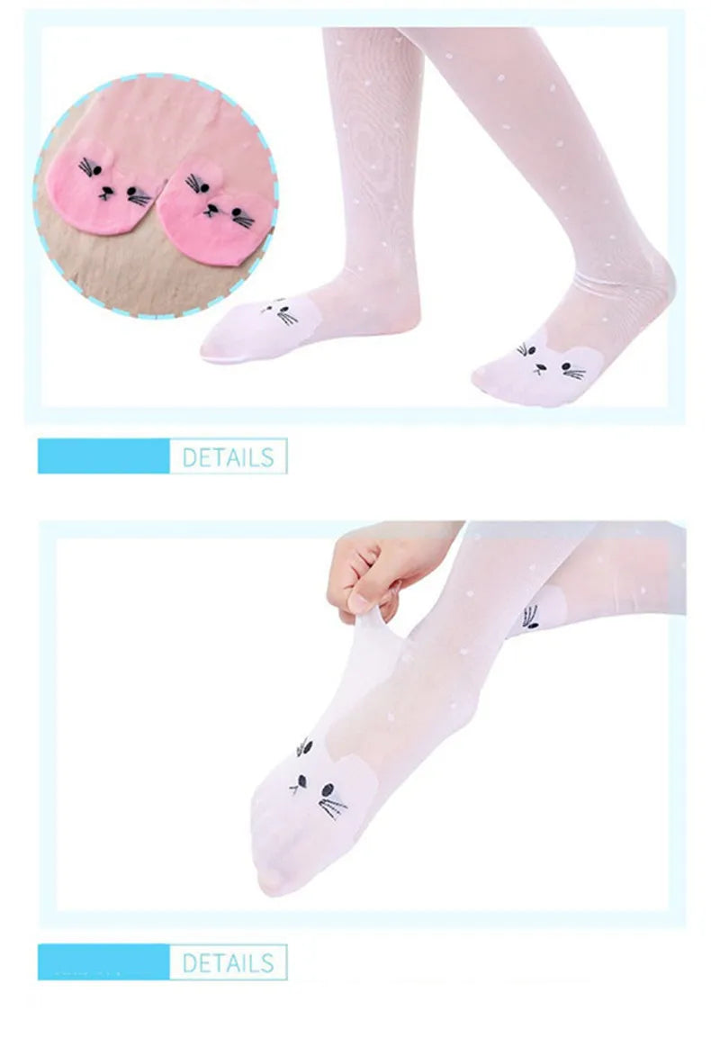 1/4Pcs/Lot Summer Spring Candy Color Cartoon Girls Pantyhose Ballet Dance Tights For Kids Stocking Children Velvet Pantyhose