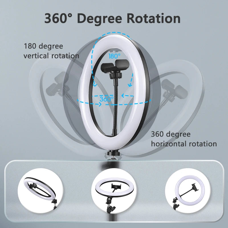 Youtube Shooting Vlog Selfie Circular Photo Ring Light Led Photographic Video Camera Lamp Studio Lighting Phone Holder