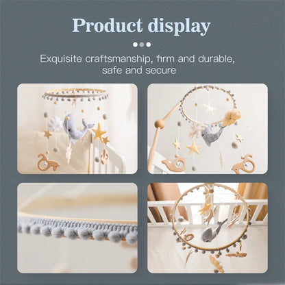 Newborn Baby Rattles Toys 0-12 Months Soft Felt Whale Bed Bell Infant Mobile Crib Hanging Musical Carousel Toy Boys Girls Gift