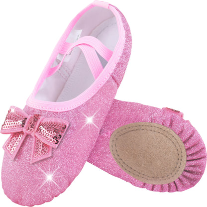 Ballet Shoes Split-Sole Glitter Flats Dance Shoes for Girls Toddler/Kid