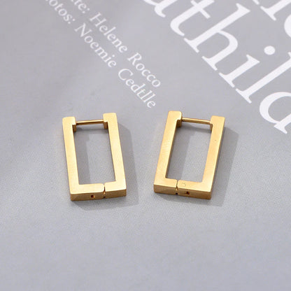 Classic Stainless Steel Hoop Earrings For Women Men Heart Star Oval Rectangle Round Triangle Gold Color Punk Hip Hop Jewelry