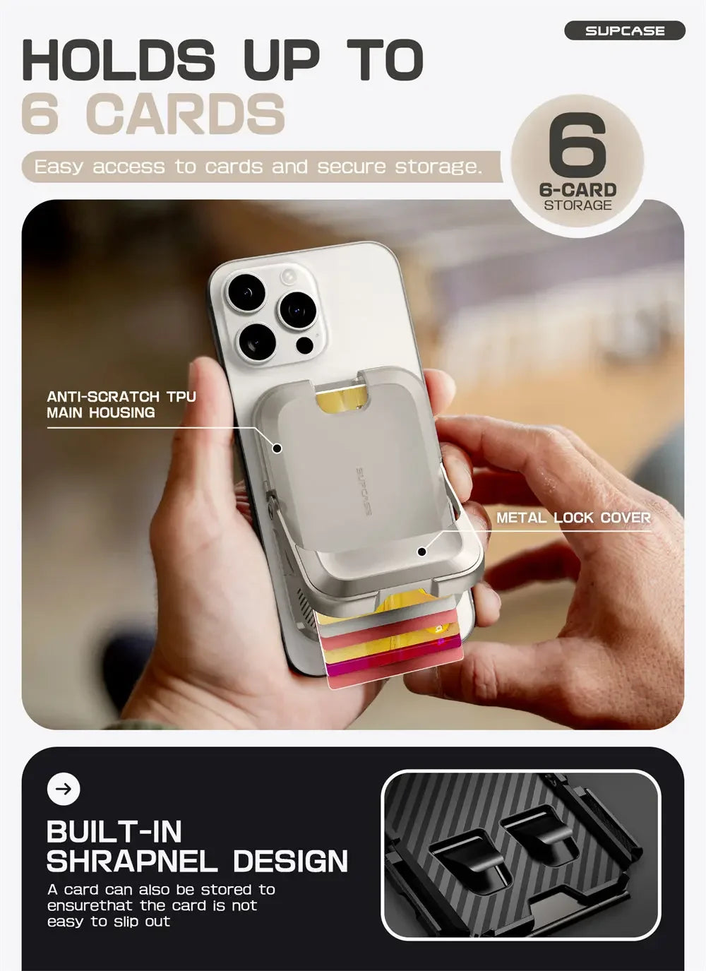 SUPCASE Magnetic Wallet Phone Stand Card Holder for iPhone 16/15/14/13 Series Strong Magnetic Lock Wallet with Stand