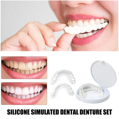 2 Pairs Regain Confident Smile Smile Whitening Teeth Snap Cap Denture Care Comfort Upper and Lower Jaw Denture for Men and Women
