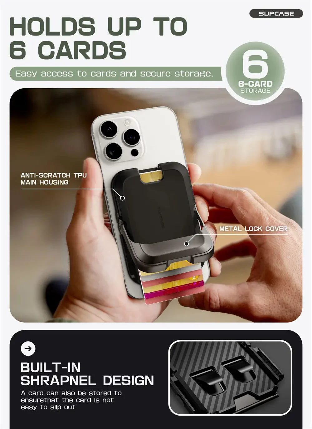 SUPCASE Magnetic Wallet Phone Stand Card Holder for iPhone 16/15/14/13 Series Strong Magnetic Lock Wallet with Stand