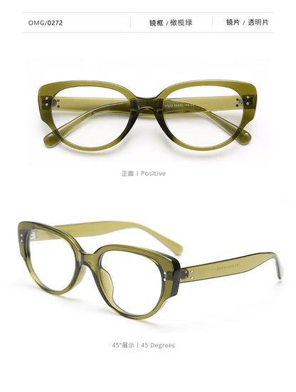 New Fashion Unisex Cat Eye Plain Glasses for Men Women Pc Frame Glasses for Party Eyeglasses Metal Studs Square Frame Eyewear