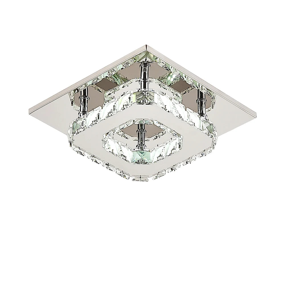 KOMORE Modern Small Crystal LED Ceiling Light, Square / Round for Office, Living Room, Bedroom, Kitchen, Hallway