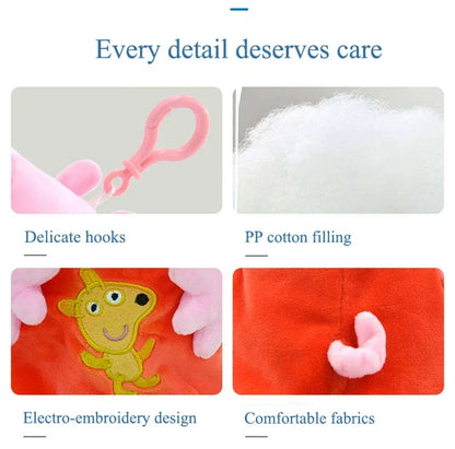 19CM Genuine Peppa Pig George Emily Candy Dennie Pedro Stuffed Plush Toys Keyring Animal Doll Pendant Children's Birthday Gifts
