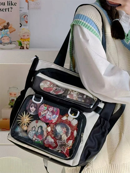 Japanese Transparent Ita Bag Handbag Women Anime Portable Large Capacity Girls Shoulder Tote Bag Nylon Crossbody Bags ItaBag