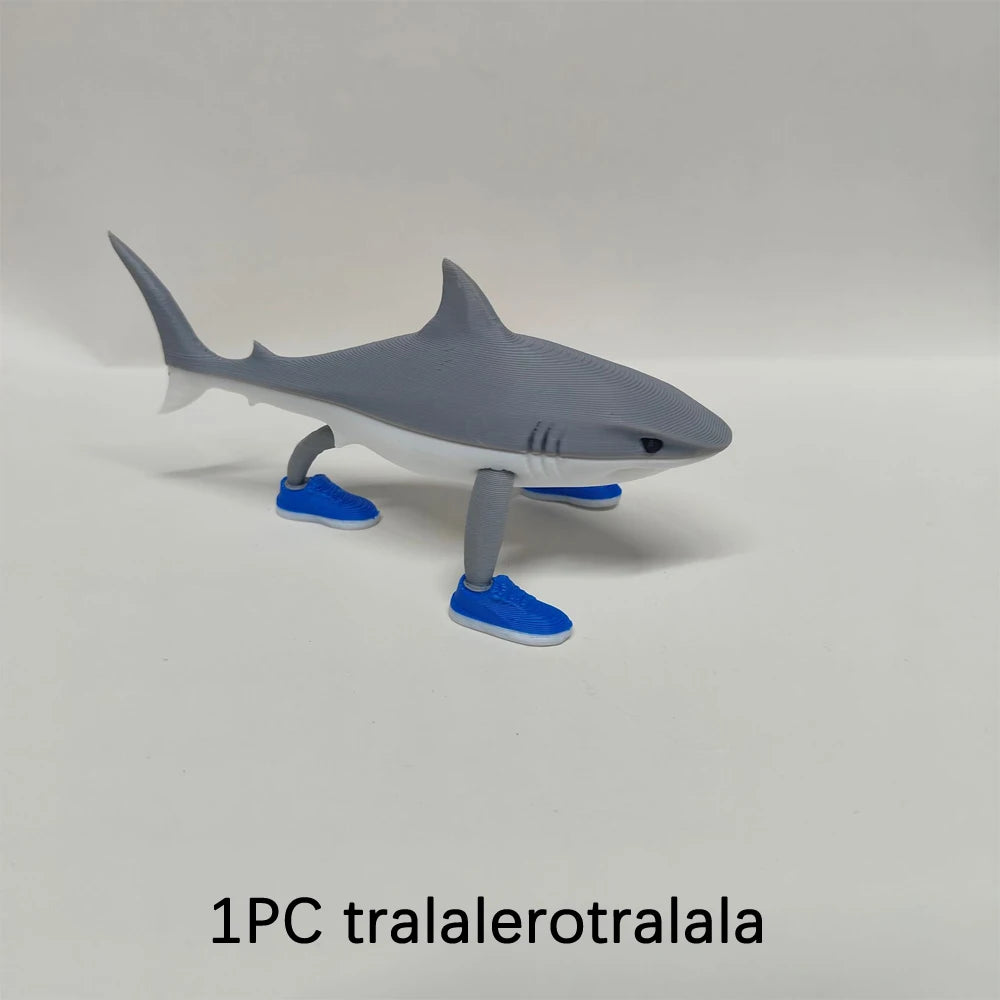 3D Printed Shark Figurine Tralalero Tralala Tun Tung Sahur Toy Classic of Mountains and Seas Figure Desktop Decor Birthday Gift