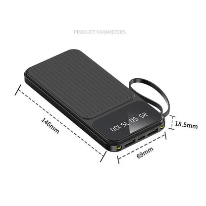 10000Mah Power Bank Pack 4 Cables Fast Charger External Battery For Mobile Phone