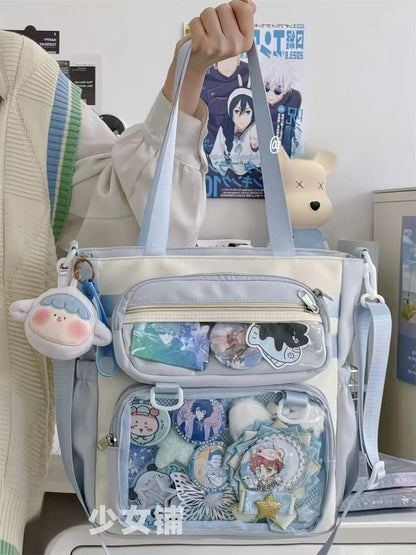 Japanese Transparent Ita Bag Handbag Women Anime Portable Large Capacity Girls Shoulder Tote Bag Nylon Crossbody Bags ItaBag