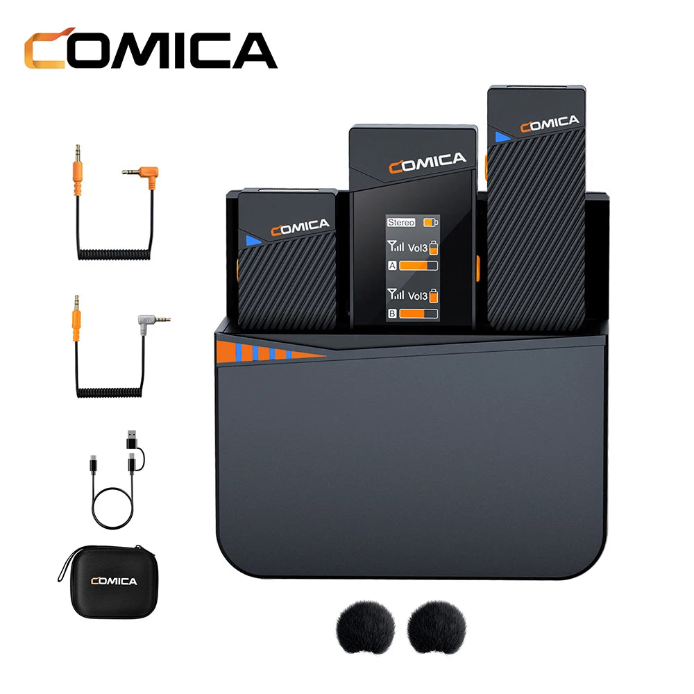 Comica Vimo C 2.4G Mini Wireless Lapel Microphone with Charging Case, for Smartphone Camera Podcast Interview YouTube Facebook