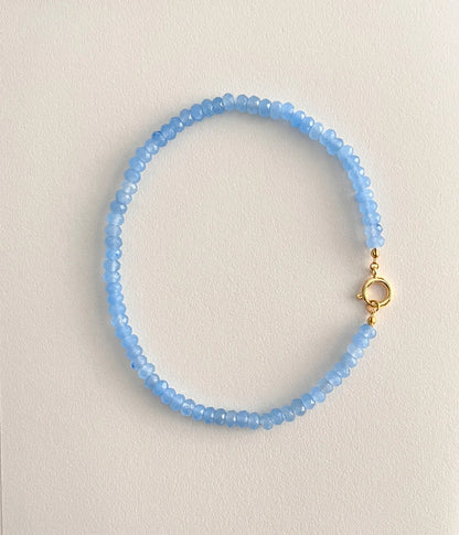 Colored Semi-precious Stone Fashion Necklace 5*8 Cut Natural Stone Beaded Necklace For women, Luxury Handmade  Jewelry