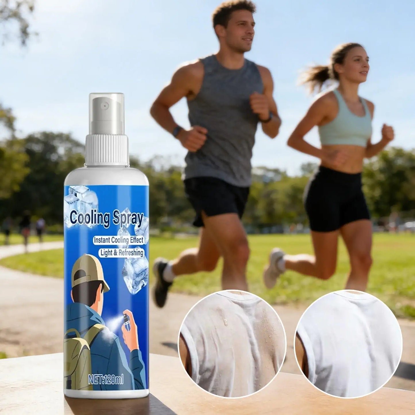 120ml Summer Cooling Spray Portable Ice Feeling Clothing Training Relief Long-lasting Hydrating Cool Spray For Face& Body Bottle