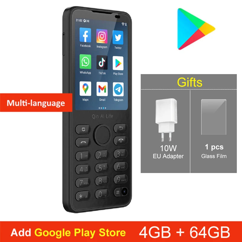 Qin F21 Pro Smart Touch Screen Phone Wifi 2.8 Inch 3GB 32GB Bluetooth 5.0 Duoqin Global Version 2120mAh Android Play Store Phone