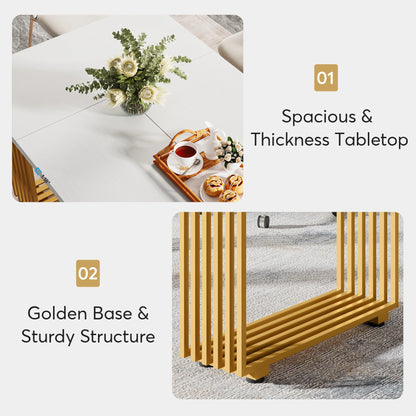 Tribesigns 63-Inch Rectangular Dining Table for 4 to 6, Modern Kitchen Table with Faux Marble Table Top, White Dinner Tables