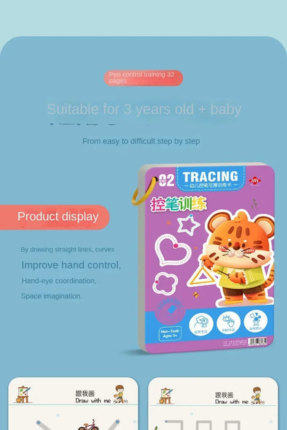 Children Magical Tracing Workbook Montessori Learning Educational Writing Toys Reusable Pen Control Training Copybook for Kids