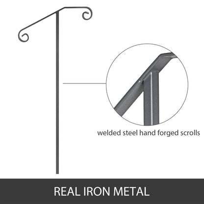 VEVOR Single Post Wrought Iron Handrail  Post Mount Step Grab Supports in Ground Long Post Fits 1 or 2 Steps Grab Rail Single