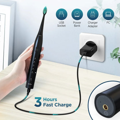 Sejoy Sonic Toothbrush 8 Brush Heads 5 Cleaning Modes Smart Timer Rechargeable Electric Toothbrush Personal Care Appliances