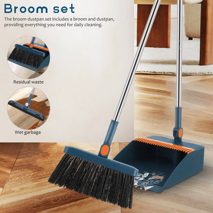 Dustpan Folding Broom Set With Hand Held Brooms For Sweeping Indoor Handheld 9500X2500X2000CM House Collapsible Blue Child