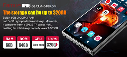 Famue MP3 Player Android 13 with Bluetooth and WiFi，MP3 MP4 Player with Spotify，Audible，Pandora，Standalone / Networked Version