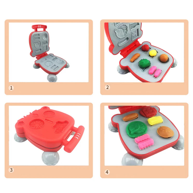 3D Color Clay Toy Kids Pretend Play Ice Cream Maker Burger Noodle Plasticine Toy Clay/Plasticine Mold