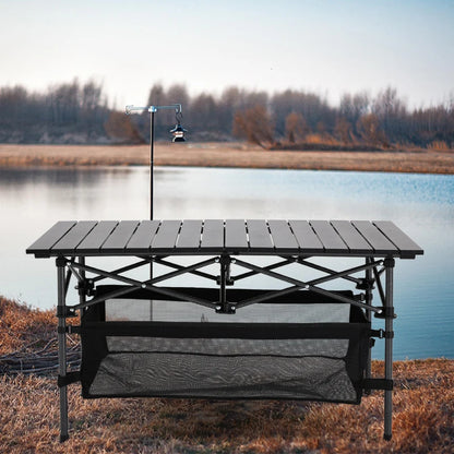 【Breeins】Aluminum Roll-Top Foldable Camp Table with Mesh Shelf