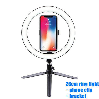 10" 26cm Dimmable LED Ring Light Kit with Tripod – 120 Beads USB Selfie & Live Streaming Lamp for Photography, Video & Makeup
