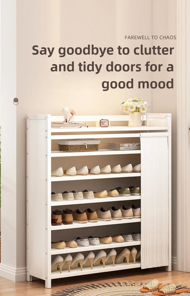 Free installation shoe rack indoor simple folding household multi-layer dustproof rental room shoe storage artifact