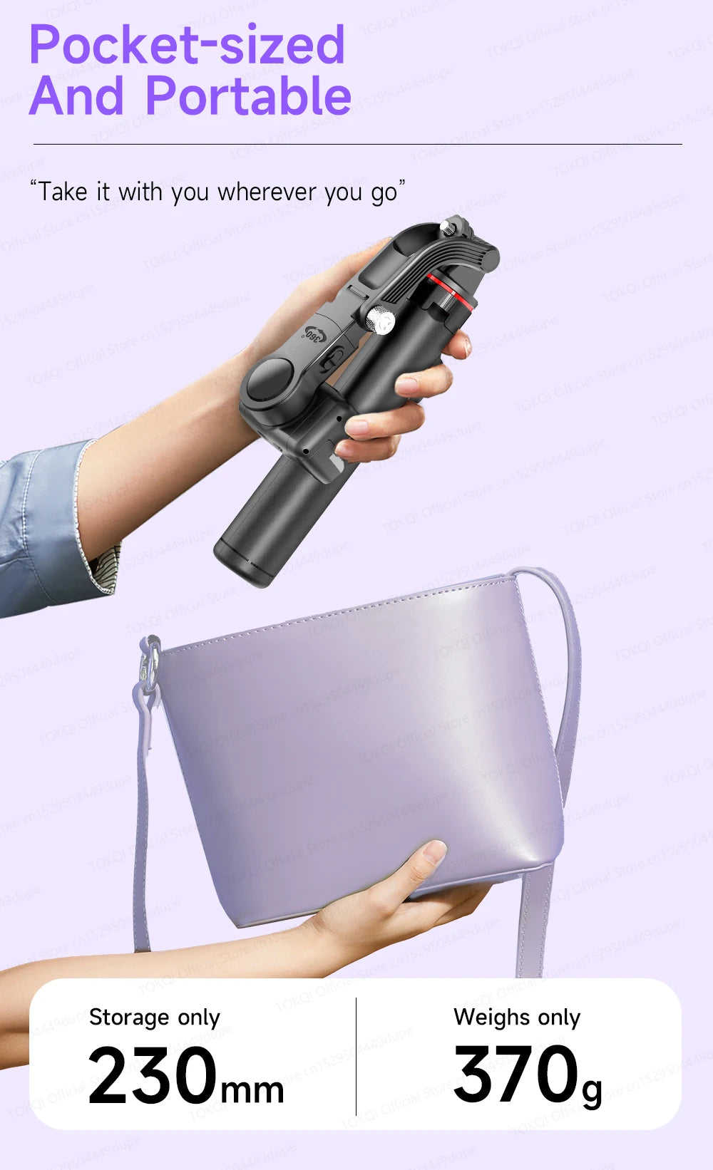 C22 AI Face Tracking Handheld Gimbal Stabiliser 360° Rotation Shoot Selfie Stick Tripod for Mobile Phone, 1/4'' Screw for Camera