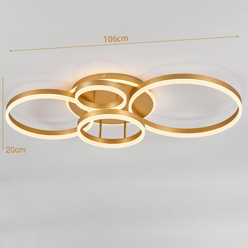 KOMORE Classic Golden Loops Energy Efficient LED Ceiling Light, Cool White / Stepless Dimming for Office, Living Room, Bedroom