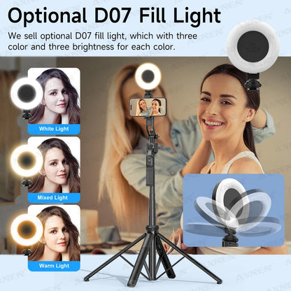 1630mm/64in C17 Tripod Selfie Stick 360° Auto Rotation Shooting Quadruped Phone Stand Face Track Bluetooth Remote Control Tripie