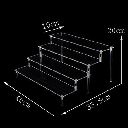 Acrylic Riser Display Stand Perfume Organizer Shelves for Amiibo Funko Figures Toys Cupcake Desserts Collection Cosmetic Jewelry