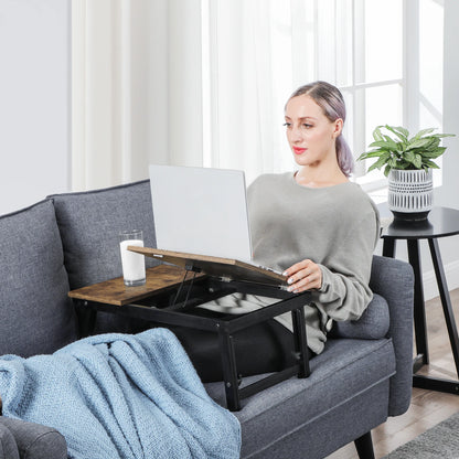 SONGMICS Laptop Desk for Bed or Sofa with Adjustable Tilting Top, Breakfast Serving Tray with Height Adjustable Folding Legs