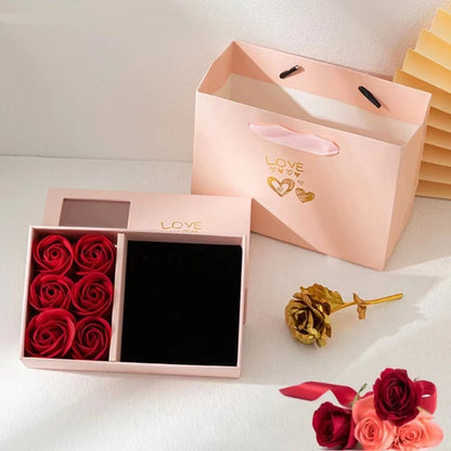 Valentine's Day Eternal Roses Gift Box Window Opening Six Rose Jewelry Gift Packaging Box Birthday Gifts Eternal Flower Ring Box
