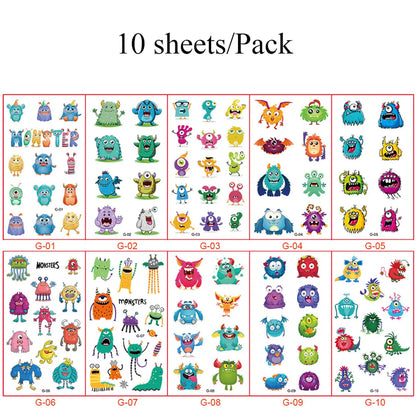10Pcs Cartoon Temporary Tattoos for Hand Disposable Underwater World Crabs Dolphins Octopus Jellyfish Design Tattoos Sticker