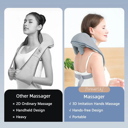 Wireless Neck And Back Massager Neck And Shoulder Kneading Massage Shawl Neck Cervical Relaxing Trapezius Massager