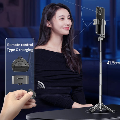 Portable Bluetooth Selfie Stick Tripod with Remote, Foldable Phone Holder Stand for iPhone & Smartphones, Mini Keychain Design