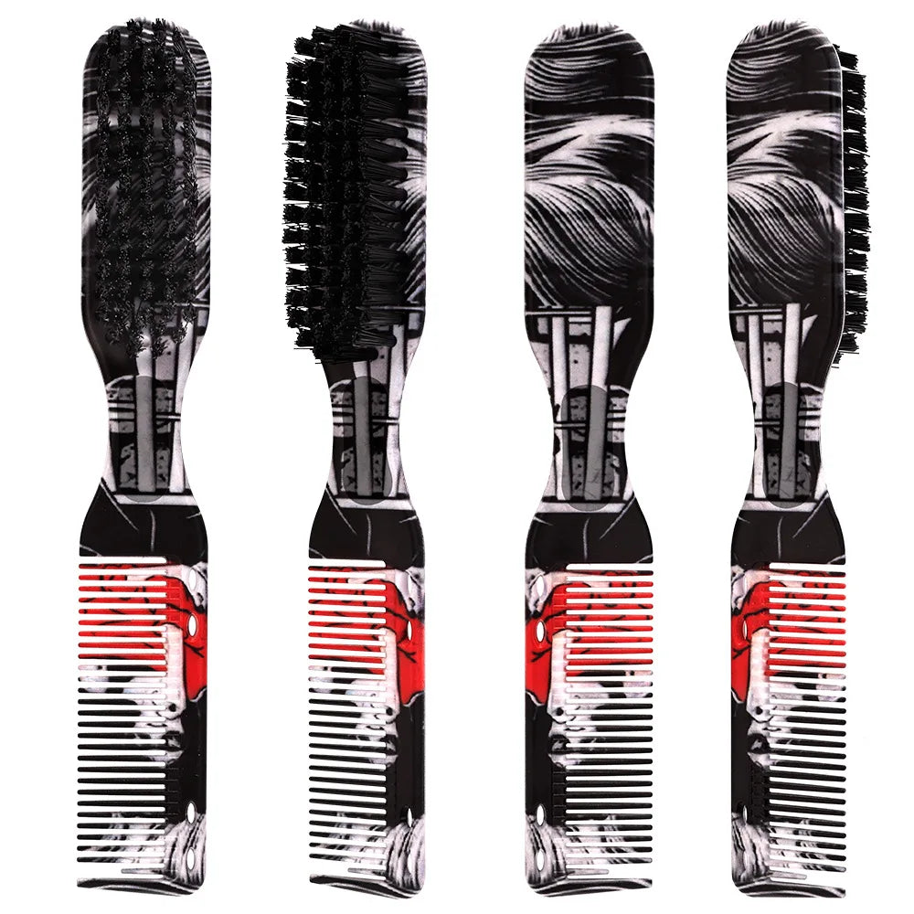 Barbershop Double Sided Brush Professional Face Neck Broken Hair Cleaning Brush Men Beard Styling Comb Salon Home Tools Supplies
