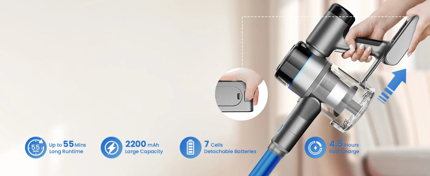 INSE S9X Cordless Vacuum Cleaner 45Kpa Stick Vacuum with LED Display 55min Runtime 4 Suction Modes Smart Adjustment Home Applian