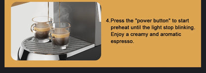 BioloMix 20 Bar Semi Automatic Powder Coffee Machine,with Milk Steam Frother Wand, for Espresso, Cappuccino, Latte and Mocha