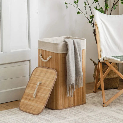 Storage Folding Laundry Basket Organizer Hand-Woven Household Clothes Toys Storage Bucket